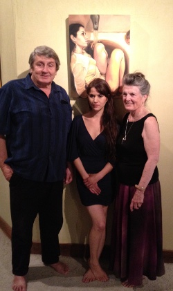 Grace Grafton (right), publisher John Peterson (left) and cover artist Brianna Johnson Smeds