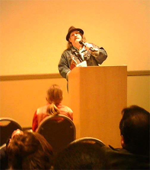James Down speaking at an event